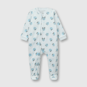 Pijama de bebé niño de algodón enterito Mickey celeste (0 a 24 meses)