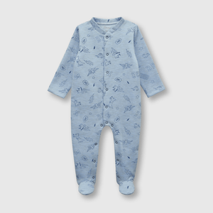 Pijama de bebé niño de franela enterito celeste (0 a 24 meses)