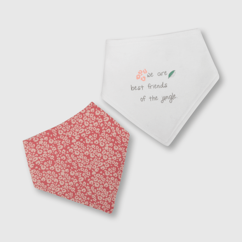 Babero de bebé niña 2 pack bandana animal print rosado