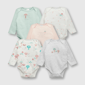 Pack bodies de bebé niña x5 conejitos blanco (0 a 2 años)