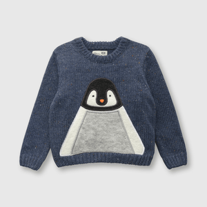 Sweater de bebé niño pingüino beige (3 a 36 meses)