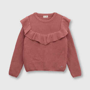 Sweater de niña con vuelo morado (2 a 12 años)