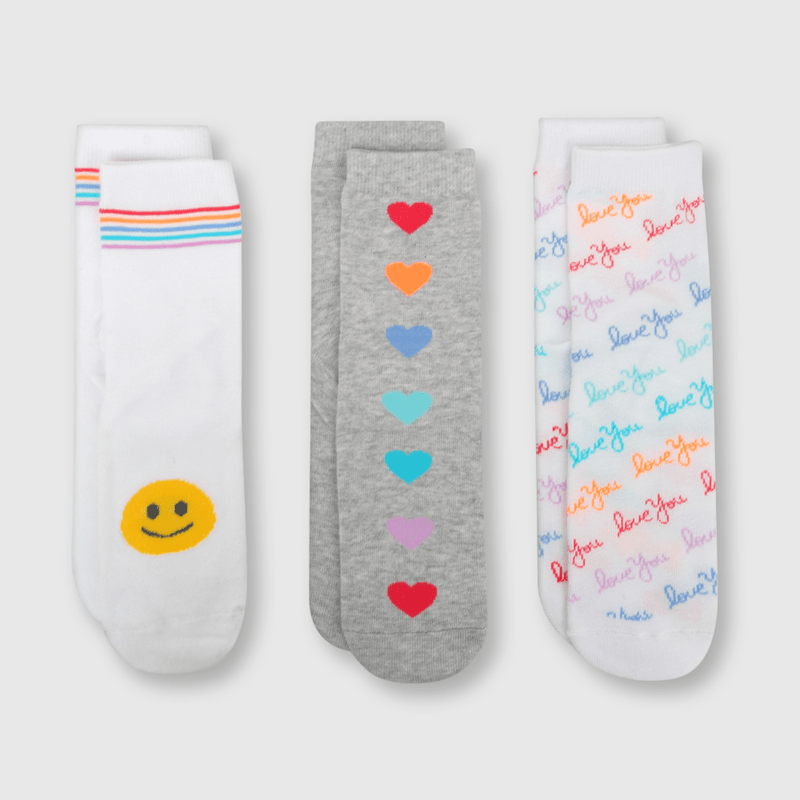 Calcetin de niña 3 pack smile blanco (3 a 10 años)