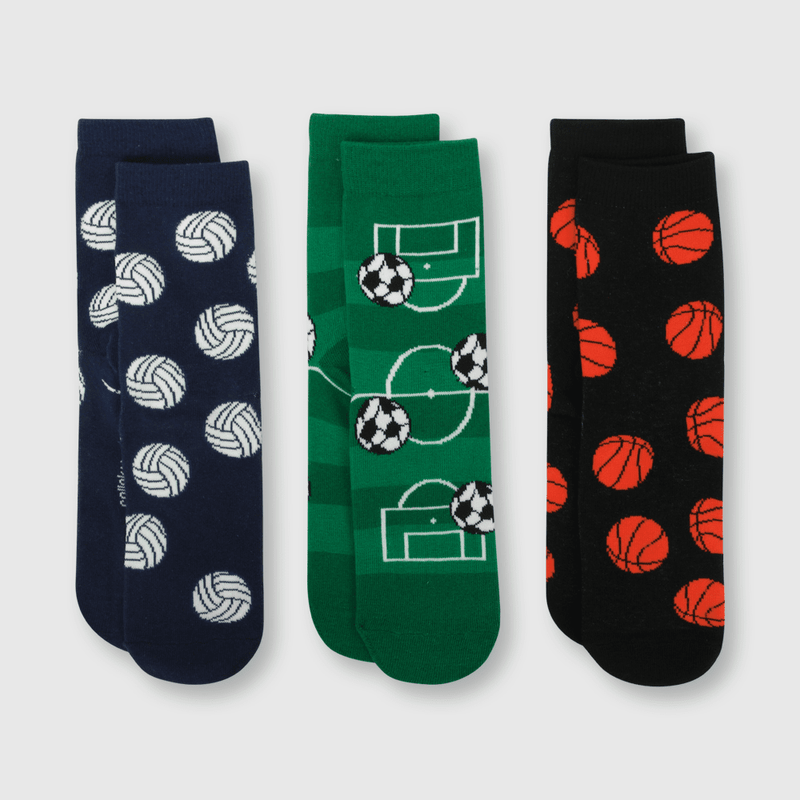 Calcetin de niño 3 pack pelotas azul (3 a 10 años)