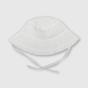 Sombrero de bebe niña de brodery blanco (3 a 24 meses)