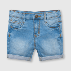 Bermuda de bebe niño mezclilla de punto azul (3 a 36 meses)