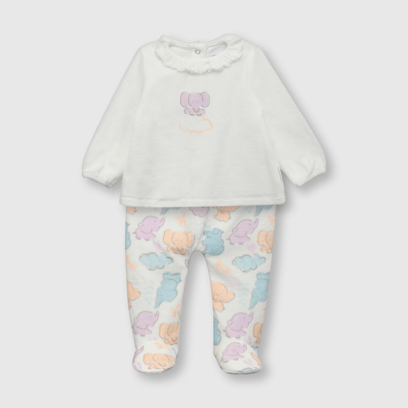 Clemente de bebe niña elefantitos blanco (0 a 9 meses)