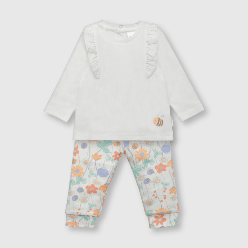 Clemente de bebe niña floreado blanco (0 a 9 meses)