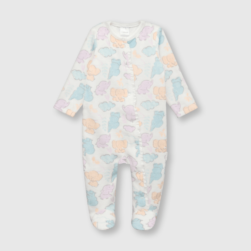 Osito de bebe niña elefantitos blanco (0 a 9 meses)
