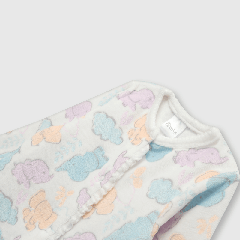 Osito de bebe niña elefantitos blanco (0 a 9 meses)