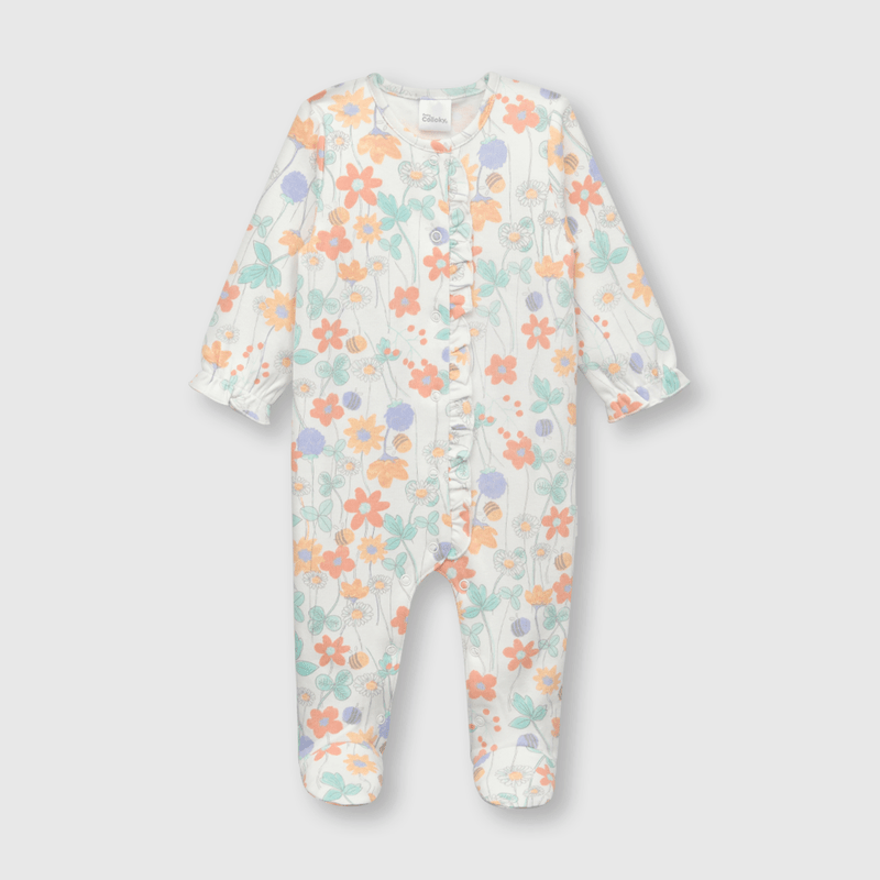 Osito de bebe niña floreado blanco (0 a 9 meses)