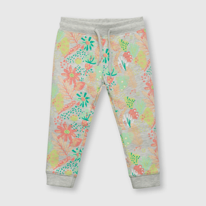 Pantalón de bebe niña floreado gris (3 a 36 meses)