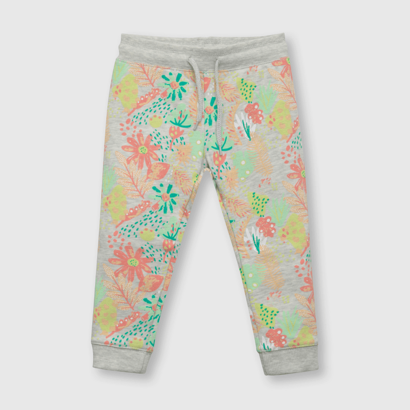 Pantalón de bebe niña floreado gris (3 a 36 meses)
