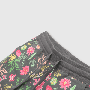 Pantalón de niña con flores gris (2 a 12 años)