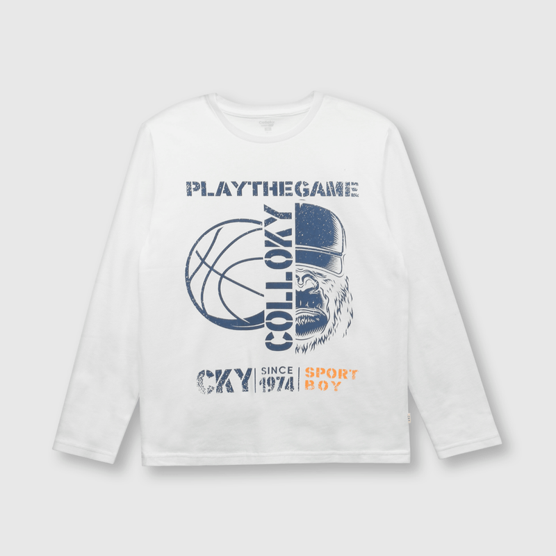 Polera de niño play blanca (2 a 12 años)