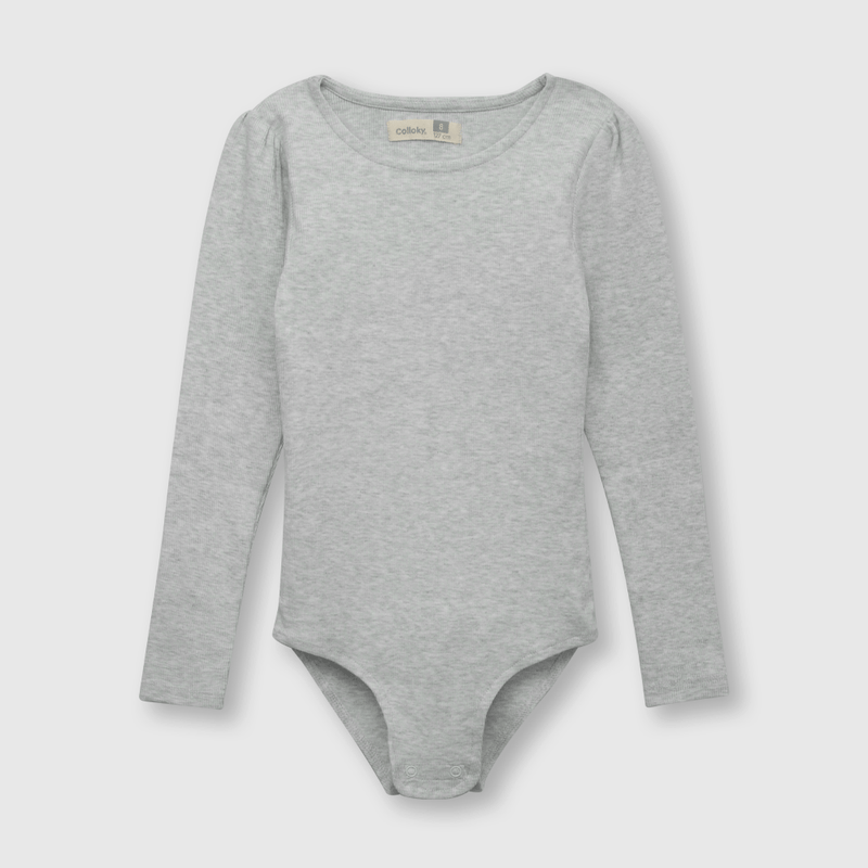 Polera tipo body de niña gris (2 a 12 años)