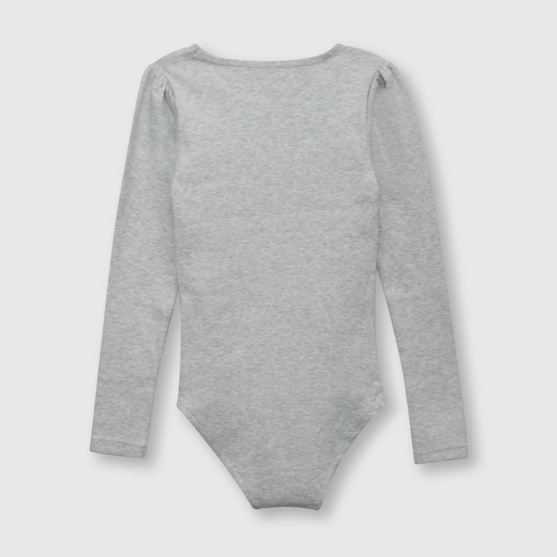 Polera tipo body de niña gris (2 a 12 años)