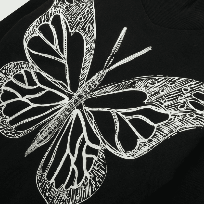 Polerón de niña mariposa negro (2 a 12 años)