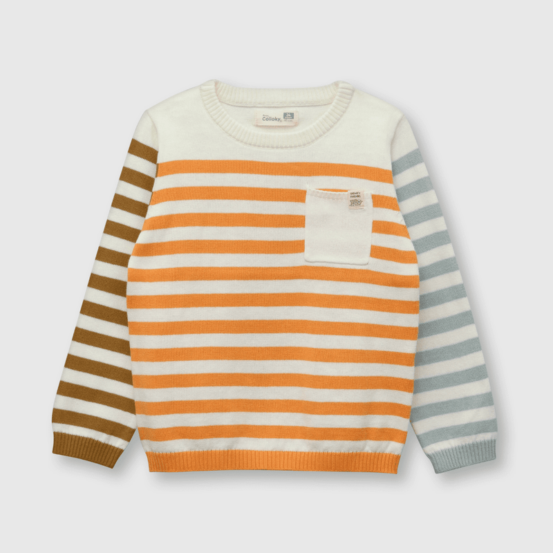 Sweater de bebe niño listado blanco (3 a 36 meses)