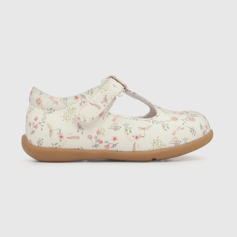 Reina de niña velcro floreada blanco (21 a 27)