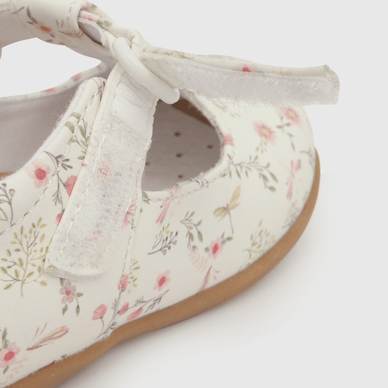 Reina de niña velcro floreada blanco (21 a 27)
