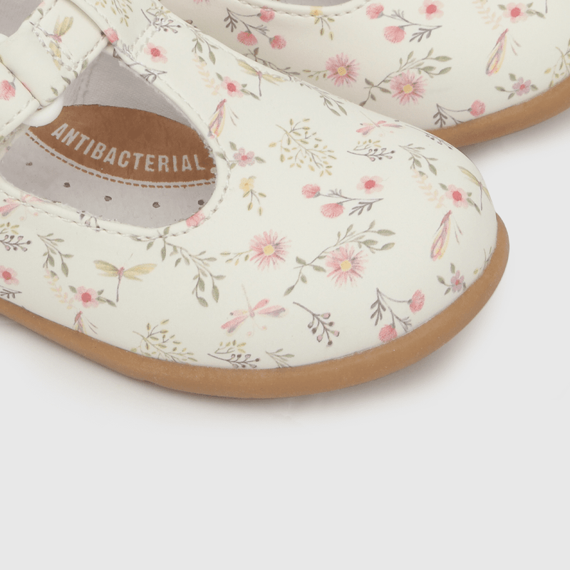 Reina de niña velcro floreada blanco (21 a 27)