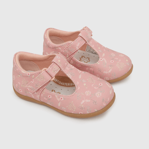 Reina de niña velcro floreada rosado (21 a 27)