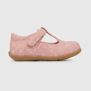 Reina de niña velcro floreada rosado (21 a 27)