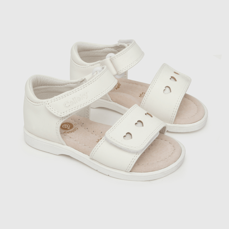 Sandalia de niña corazones blanco (21 a 27)
