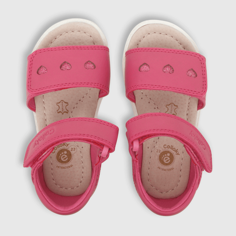 Sandalia de niña corazones rosado (21 a 27)