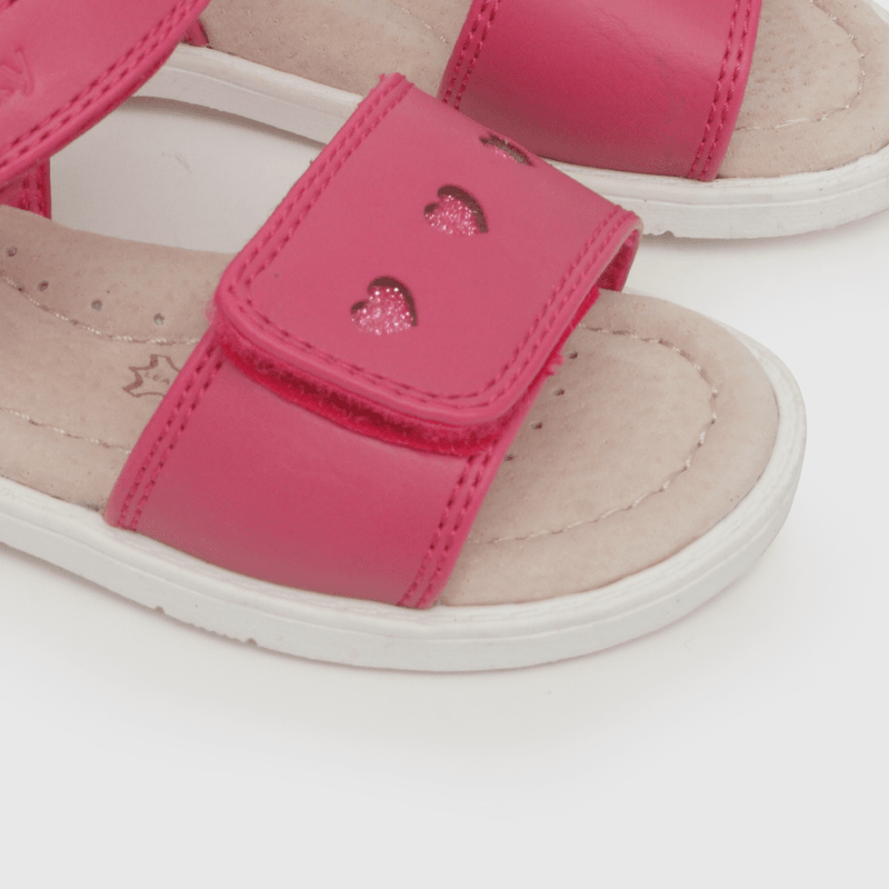 Sandalia de niña corazones rosado (21 a 27)