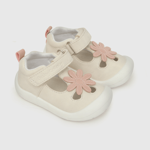 Sandalia de niña floral con velcro blanco (17 a 20)