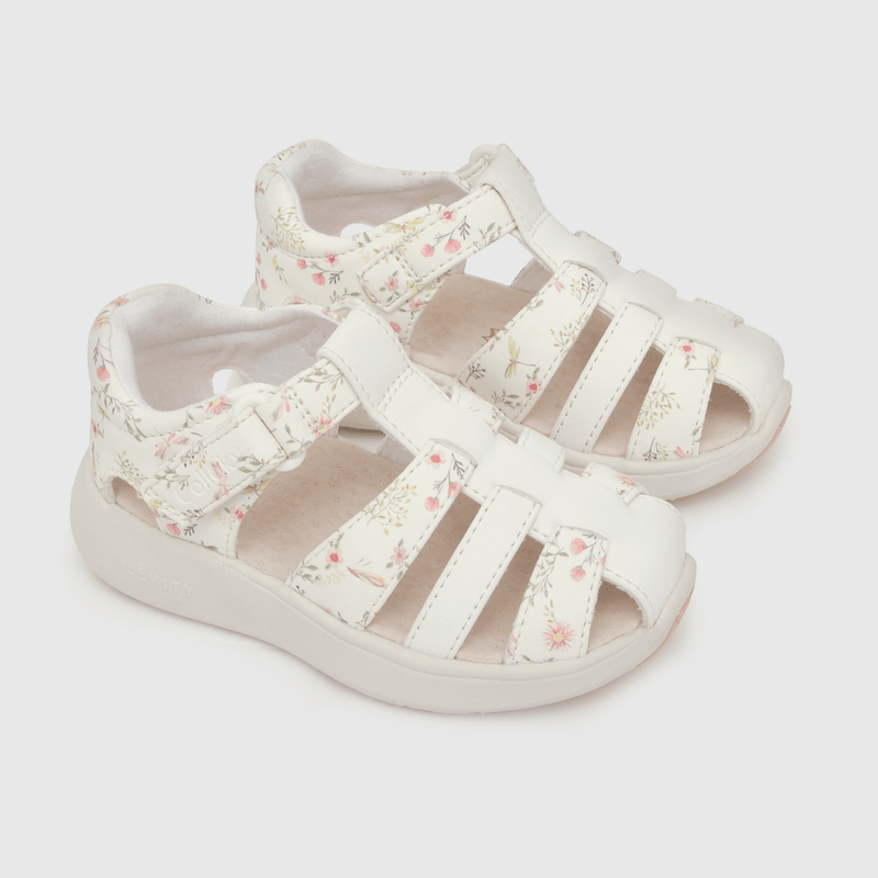 Sandalia de niña velcro estampada blanco (21 a 27)