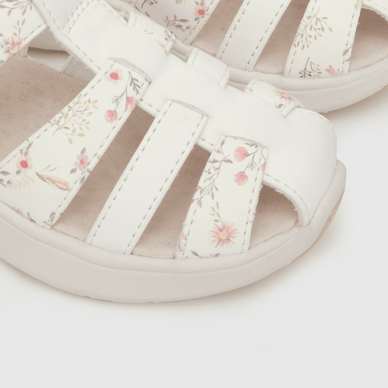 Sandalia de niña velcro estampada blanco (21 a 27)