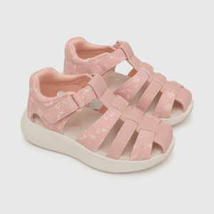 Sandalia de niña velcro estampada rosado (21 a 27)