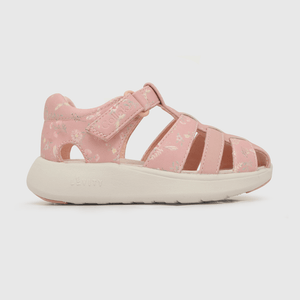 Sandalia de niña velcro estampada rosado (21 a 27)
