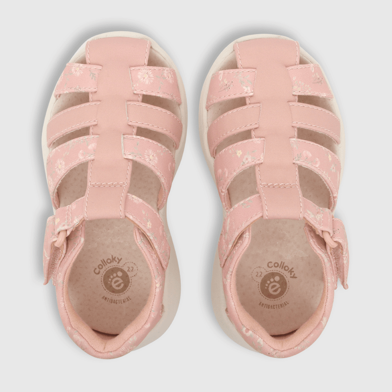 Sandalia de niña velcro estampada rosado (21 a 27)