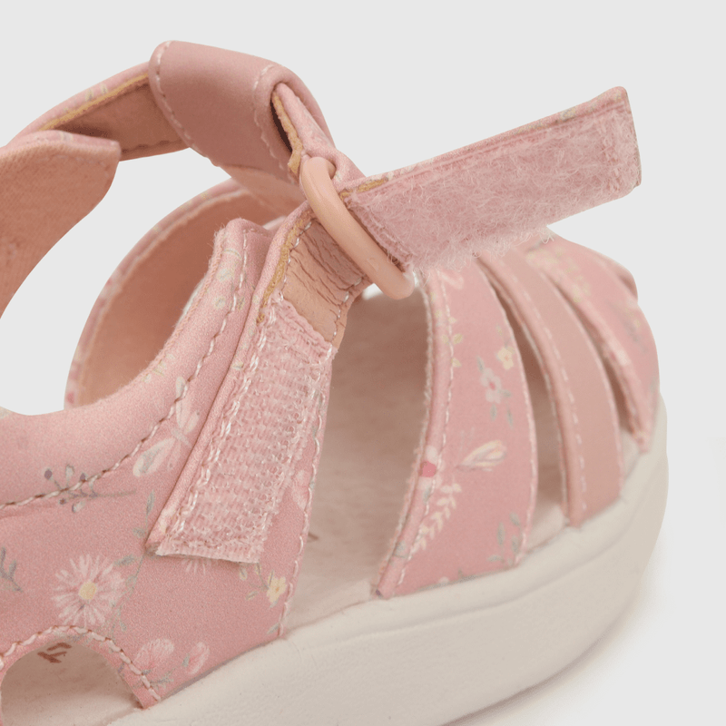 Sandalia de niña velcro estampada rosado (21 a 27)