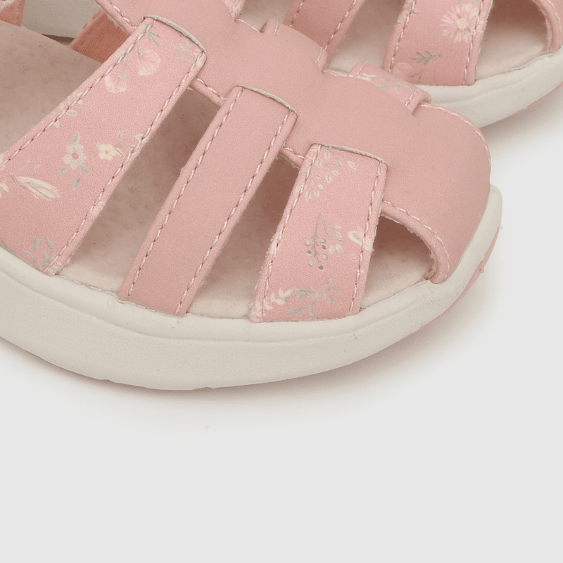 Sandalia de niña velcro estampada rosado (21 a 27)