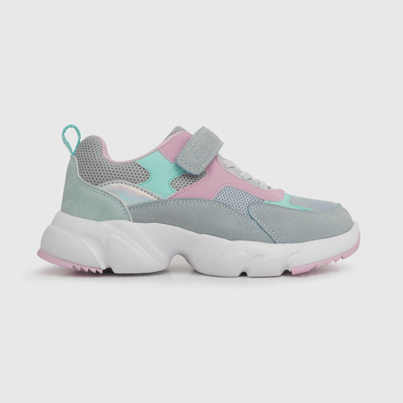Zapatilla de niña velcro elástico chunky azul (28 a 38)