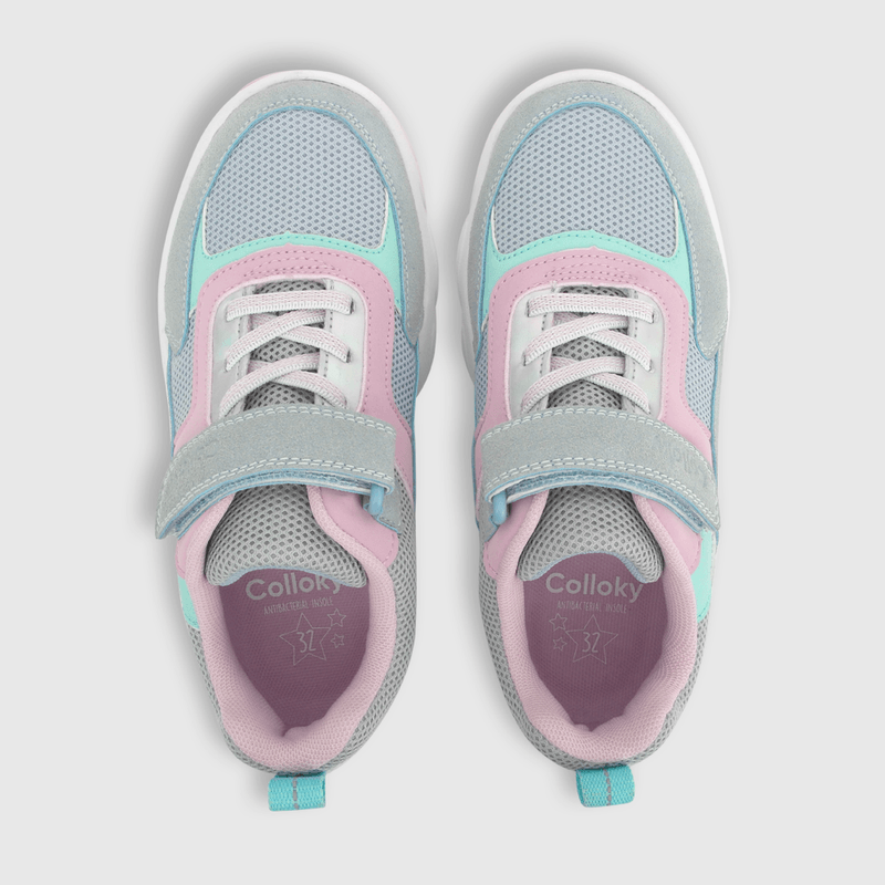 Zapatilla de niña velcro elástico chunky azul (28 a 38)