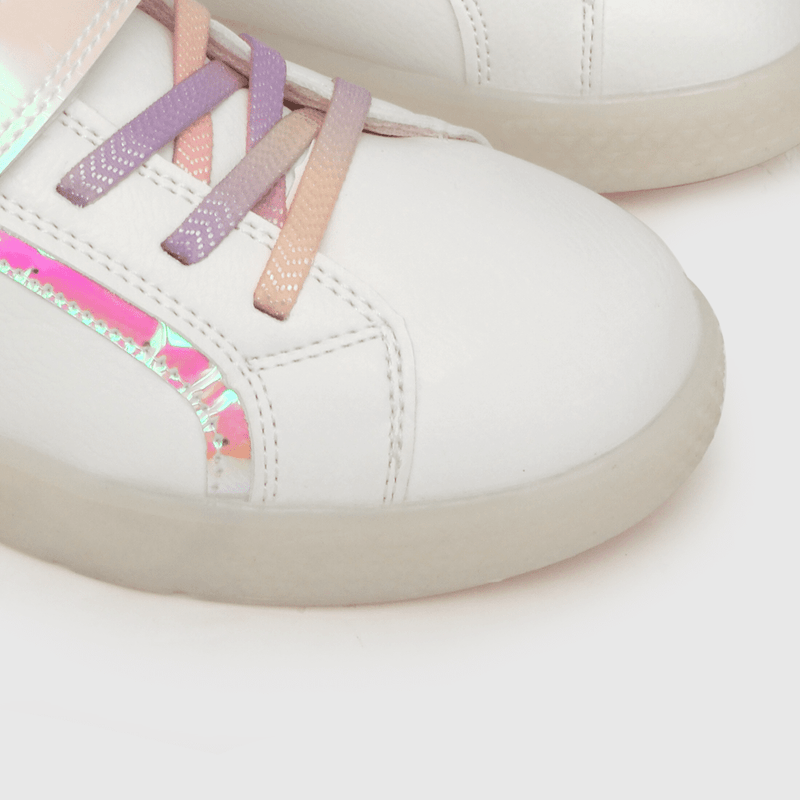 Zapatilla luces de niña velcro elástico blanco (28 a 36)