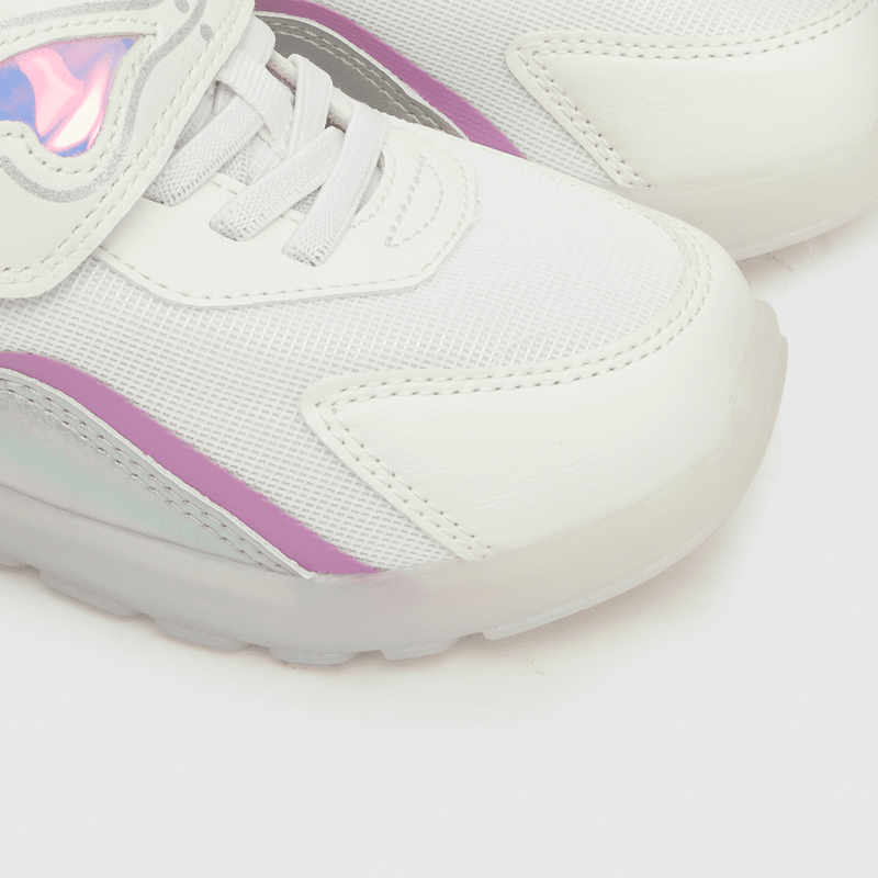 Zapatilla luces de niña velcro elástico blanco (28 a 36)