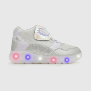 Zapatilla luces de niña velcro elástico gris (28 a 36)