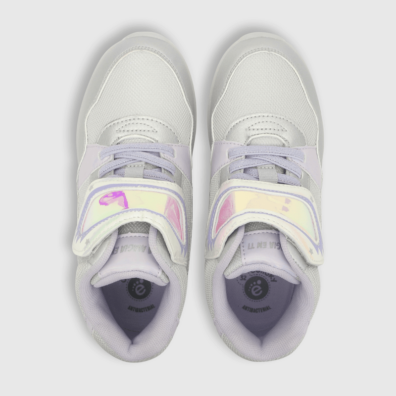 Zapatilla luces de niña velcro elástico gris (28 a 36)