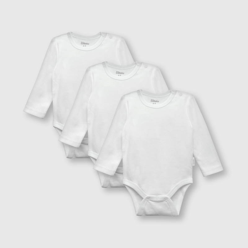 Body de bebe 3 pack de algodón blanco (0 a 24 meses)