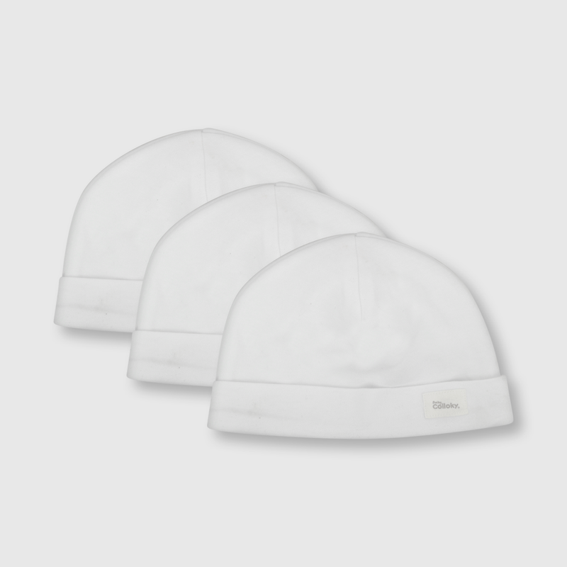 Gorro de bebe 3 pack de algodón blanco