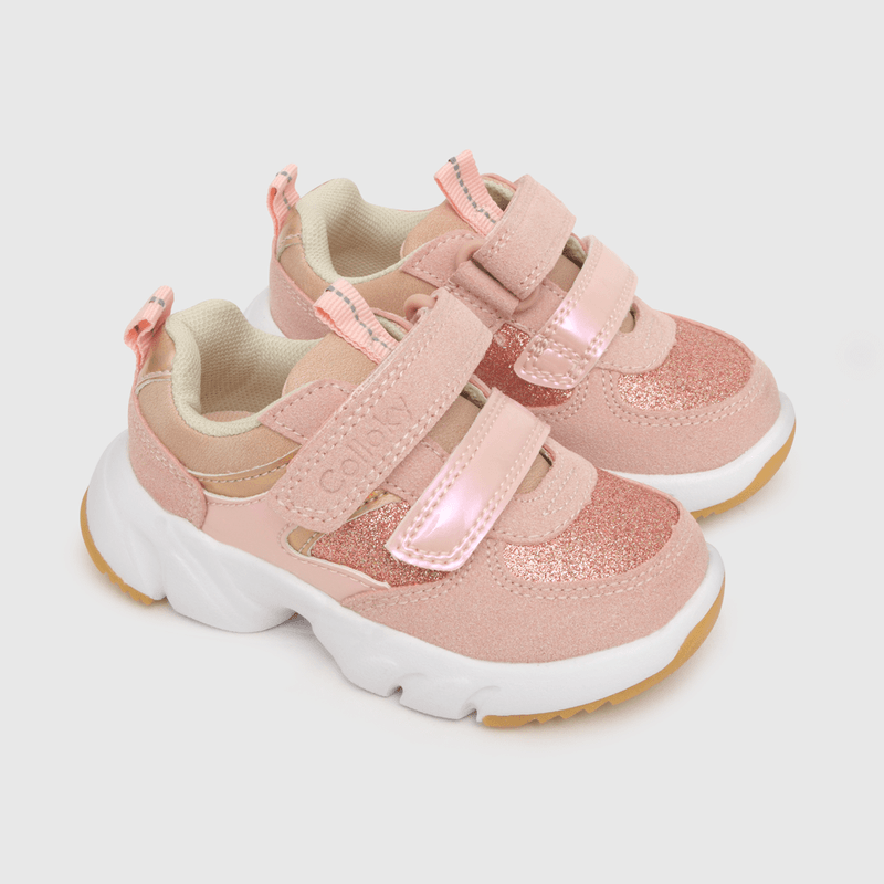 Zapatilla de niña dos velcros chunky rosado (21 a 27)
