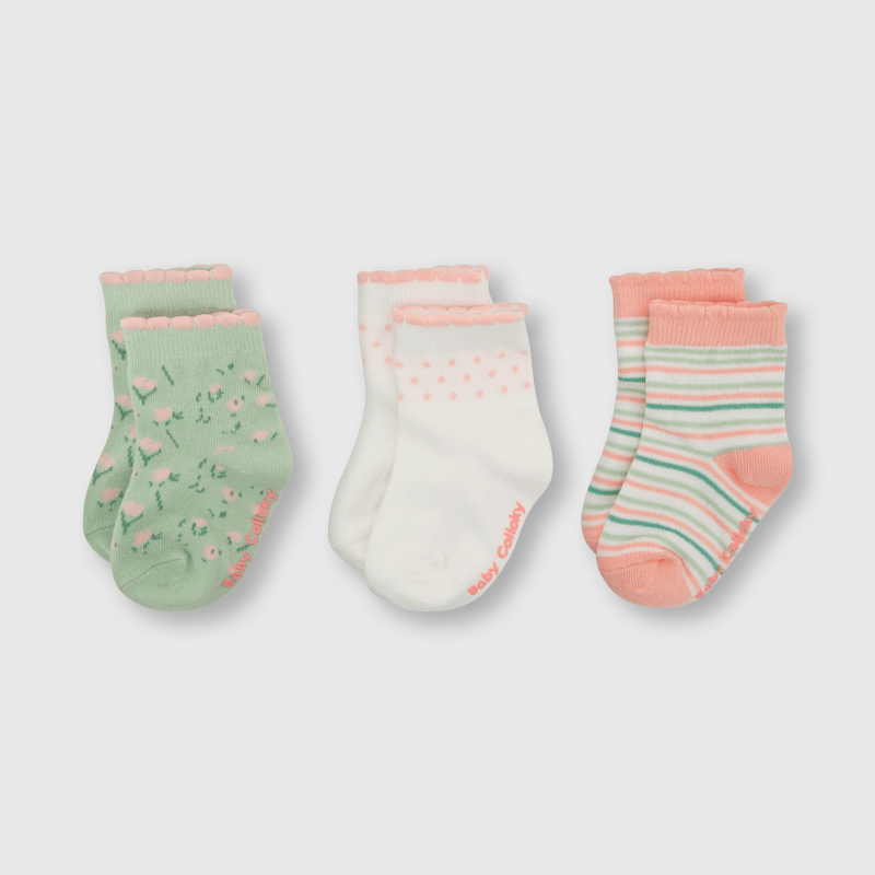 Calcetin deportivo de bebe niña 3 pack listado blanco (0 a 2 años)