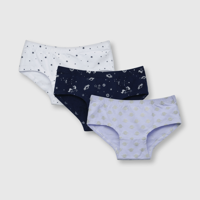 Calzón de niña 3 pack estampado blanco (2 a 12 años)